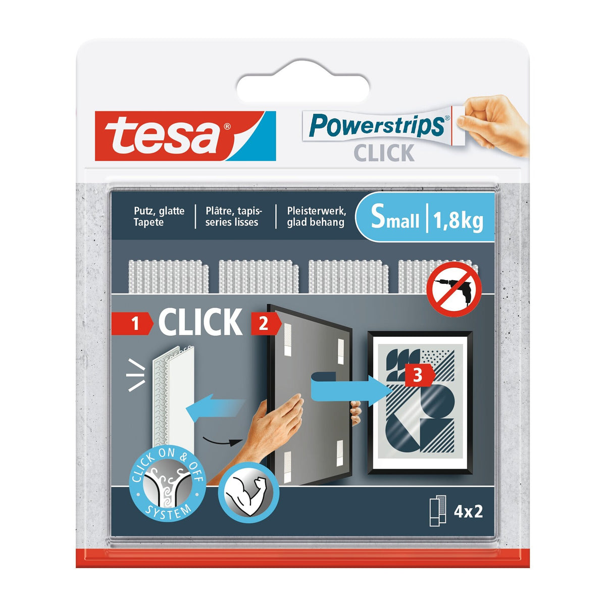 tesa Powerstrips Click Velcro Adhesive Pads, White, 1 Roll