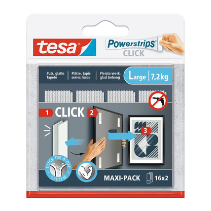 tesa Powerstrips Click Velcro Adhesive Pads, White, 16 Pairs