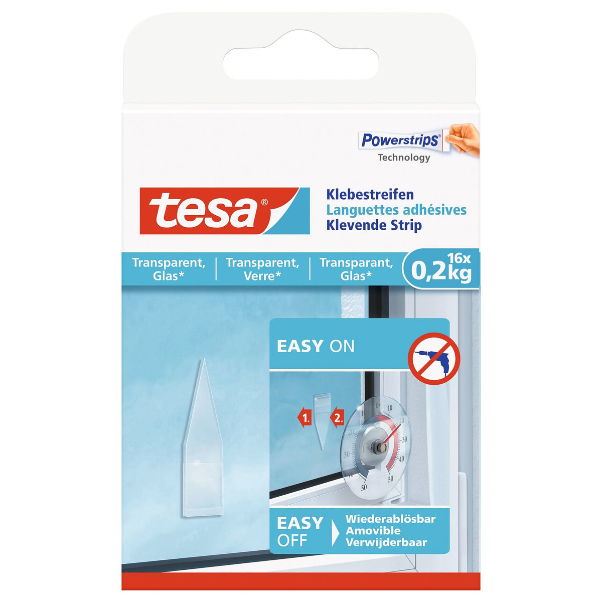 tesa Adhesive Tape for Transparent Surfaces and Glass, up to 0.2 kg