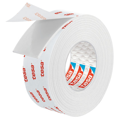 tesa Powerbond Mounting Tape for Wallpaper and Plaster, White, up to 10 kg/m, 1.5 m x 19 mm