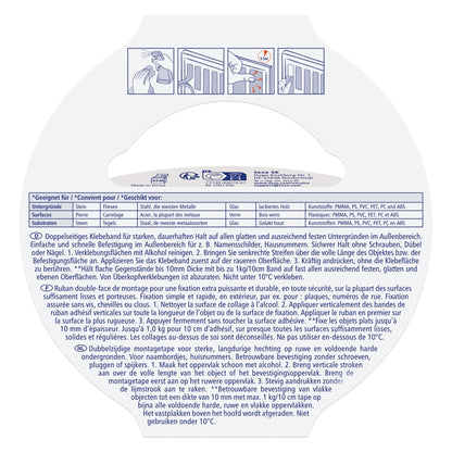 tesa Mounting Tape for Masonry and Stone, Gray, up to 10 kg/m, 5 m x 19 mm