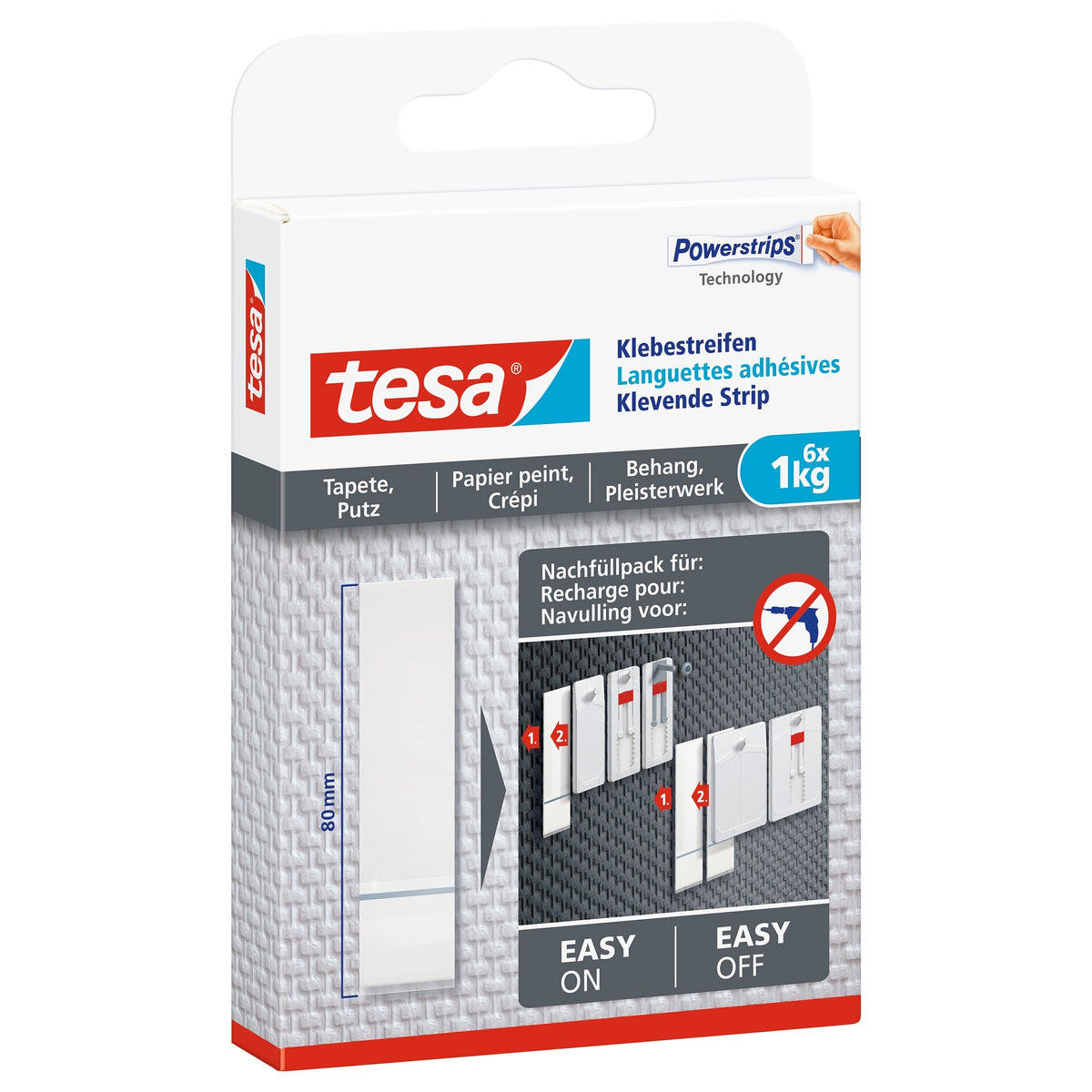tesa Adhesive Tape for Wallpaper and Plaster, White, up to 1 kg