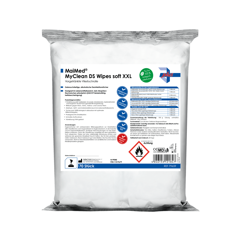 MaiMed MyClean DS Wipes soft XXL - 70 sheets pre-soaked with MaiMed MyClean DS | Pack (70 sheets)