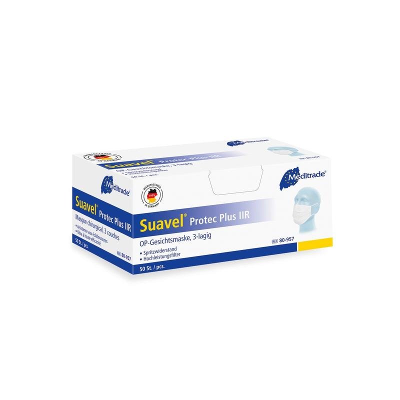 Suavel® Protec Plus IIR MPSOP-Maske mit elastischen Ohrschlaufen, grün | Packung (50 Stück)