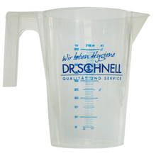 Der Dr. Schnell DR.SCHNELL Messbecher von DR.SCHNELL GmbH & Co. KGaA verfügt über Griff, Ausguss, blaue ml-Markierung und Logo - ideal als Dosierhilfe für die genaue Reinigungsmittelmessung.