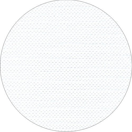 A close-up of a white, round disc with a subtle texture that reflects the high-quality tissue-like texture of the PAPSTAR-Tablecloth, "ROYAL Collection" tissue by PAPSTAR GmbH, set against a plain white background.