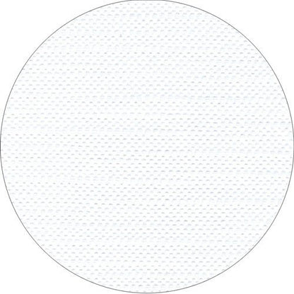 A close-up of a white, round disc with a subtle texture that reflects the high-quality tissue-like texture of the PAPSTAR-Tablecloth, "ROYAL Collection" tissue by PAPSTAR GmbH, set against a plain white background.
