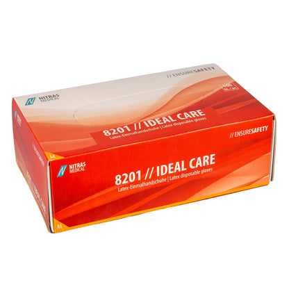 NITRAS IDEAL CARE, latex disposable gloves, white