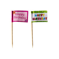 Mit den PAPSTAR GmbH Deko-Picker "Happy Birthday"-Zahnstocherfähnchen (8 cm, 20er-Pack) verleihen Sie Ihren Party-Leckereien einen festlichen Touch - lustige, bunte Dekorationen für jede Geburtstagsparty!.