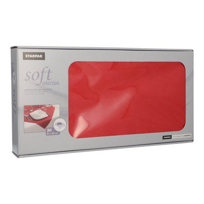 Starpak 20 centerpieces, fabric-like, "Soft Selection" nonwoven fabric (80x80 cm), in silver packaging with a clear window and table design, ideal for the food service industry or as a tablecloth.