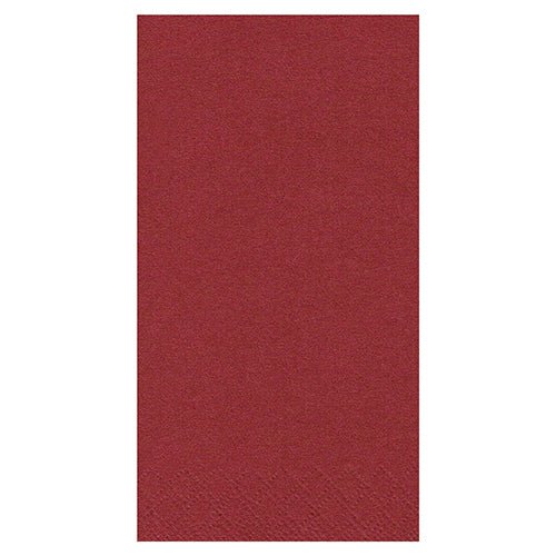 Ein rechteckiges rotes Blatt, das der PAPSTAR 250 Servietten, 3lagig 1/8-Falz der PAPSTAR GmbH ähnelt, wird vor einem weißen Hintergrund dargestellt. Die leicht strukturierte Oberfläche spiegelt die Qualität und die kräftige Farbe dieser Premium-Serviette wider.
