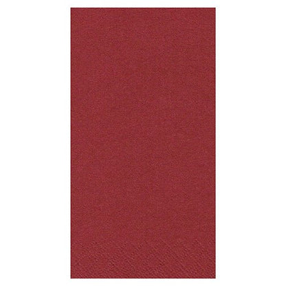 Ein rechteckiges rotes Blatt, das der PAPSTAR 250 Servietten, 3lagig 1/8-Falz der PAPSTAR GmbH ähnelt, wird vor einem weißen Hintergrund dargestellt. Die leicht strukturierte Oberfläche spiegelt die Qualität und die kräftige Farbe dieser Premium-Serviette wider.
