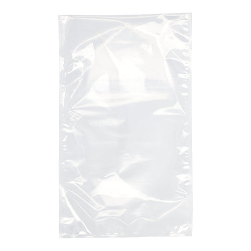 The PAPSTAR 100 edge-sealed bag, PA/PE transparent from PAPSTAR GmbH is depicted unused on a white background. The rectangular plastic bag shows visible creases and surface reflections.
