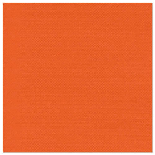A solid-colored, bright orange square napkin with a subtle texture - ideal for table decoration or to combine with PAPSTAR GmbH 20 napkins "ROYAL Collection" 1/4-fold 40 cm x 40 cm.