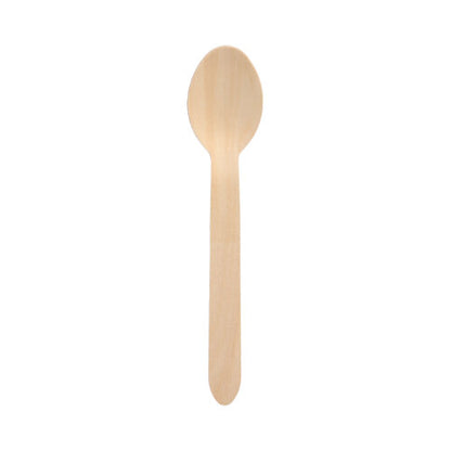 The PAPSTAR wooden spoon "pure" (15.7 cm) from PAPSTAR GmbH is depicted on a white background - its simple, robust design offers an eco-friendly alternative for environmentally conscious users; the package contains 100 pieces in a folding box.
