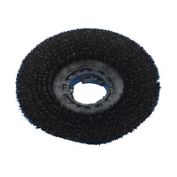 The spray brush (Ø 43 cm) from Diversey Deutschland GmbH & Co. OHG is a black scrub head with stiff bristles and a central mounting hole, designed for use with the TASKI ergodisc models 165, 200, duo, and 400. Package: 1 piece.