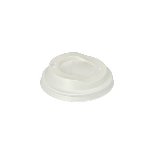 The PAPSTAR 50 dome-shaped lids made of C-PLA, round, 2.1 cm tall, and white, from PAPSTAR GmbH – biodegradable with a raised rim and a small drinking hole: the eco-friendly solution for disposable to-go beverage cups.