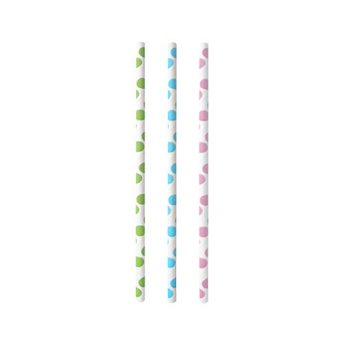Drei PAPSTAR Papiertrinkhalme (Ø 6 mm, 20 cm) schwarz/weiß „Stripes“ von PAPSTAR GmbH – umweltfreundlich und biologisch abbaubar, stehen vertikal vor weißem Hintergrund.