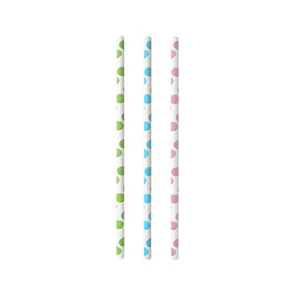 Drei PAPSTAR Papiertrinkhalme (Ø 6 mm, 20 cm) schwarz/weiß „Stripes“ von PAPSTAR GmbH – umweltfreundlich und biologisch abbaubar, stehen vertikal vor weißem Hintergrund.