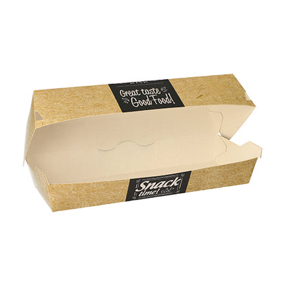 The PAPSTAR baguette boxes "pure" (6.5x7.5x21 cm) from PAPSTAR GmbH are environmentally friendly, rectangular, open cartons - ideal for gastronomy and perfect as baguette boxes; pack of 50 with shrink wrap.