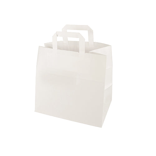 A PAPSTAR white paper carrier bag (25x26x17 cm) with a handle from PAPSTAR GmbH, photographed as a single pack against a white background.