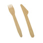 A PAPSTAR "Pure" Wooden Cutlery Set: 16.5 cm Knife and Fork by PAPSTAR The letters "GmbH" are arranged side by side on a white background. The eco-friendly wooden cutlery stands out with its simple, sleek design.
