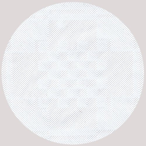 A circular pattern of thin, diagonal gray lines forms geometric diamonds and creates a visual effect on the PAPSTAR paper tablecloth with damask embossing, white (50 m x 0.8 m) - ideal for the stylish table decoration of PAPSTAR GmbH.