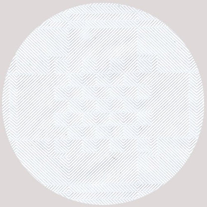 A circular pattern of thin, diagonal gray lines forms geometric diamonds and creates a visual effect on the PAPSTAR paper tablecloth with damask embossing, white (50 m x 0.8 m) - ideal for the stylish table decoration of PAPSTAR GmbH.