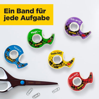 The image shows a roll of Scotch® Magic™ Invisible Tape refill pack (19 mm x 25 m) from 3M Deutschland GmbH on a white background; German text is visible above.