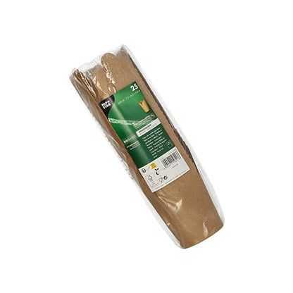 A package containing 25 snack boxes (rectangular, cardboard) made of brown paper from the PAPSTAR GmbH, eco-friendly and recyclable—ideal for parties and perfect when paired with the matching PAPSTAR-paper cups.