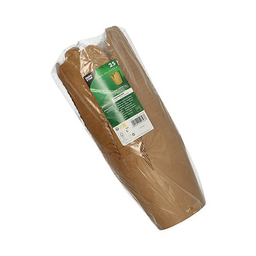 25 snack boxes from the PAPSTAR GmbH, square and brown cardboard boxes, in an eco-friendly set—packaged in clear plastic wrap with a green-and-white label. Perfect for snacks on the go.