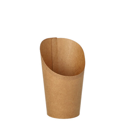 Die PAPSTAR GmbH 50 Wrap Cups aus brauner Pappe mit abgeschrägtem Rand sind umweltfreundlich und ideal für Partys und Veranstaltungen. Das Produkt steht vor weißem Hintergrund.