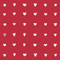 A grid of white hearts on red adorns the PAPSTAR GmbH napkins 1/4-fold, 33x33cm, heart design (50 pieces), with a contoured heart in the second row, first column amidst filled hearts.