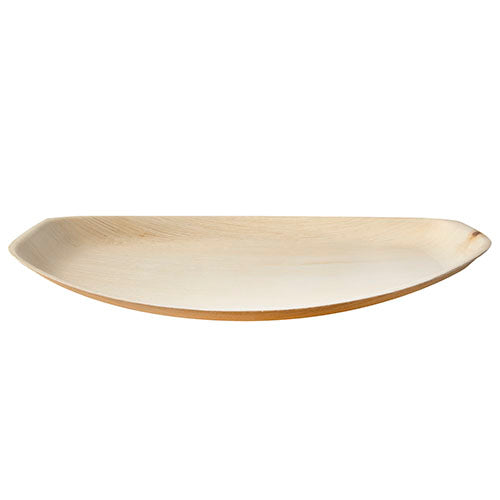The PAPSTAR palm leaf trays "pure" oval (37x25 cm, 25 pieces) from PAPSTAR GmbH are environmentally friendly, lightweight wooden trays with raised edges - perfect for sustainable dining. Pictured against a plain white background.