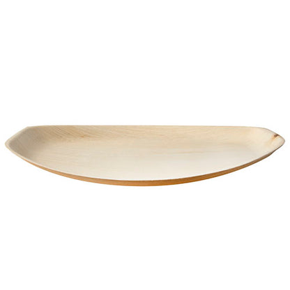 The PAPSTAR palm leaf trays "pure" oval (37x25 cm, 25 pieces) from PAPSTAR GmbH are environmentally friendly, lightweight wooden trays with raised edges - perfect for sustainable dining. Pictured against a plain white background.