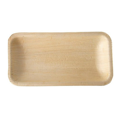 Die PAPSTAR 25 Tabletts, Palmblatt "pure" eckig der PAPSTAR GmbH sind rechteckige, flache Tabletts mit abgerundeten Ecken aus holzähnlichem Palmblatt. Sie sind umweltfreundlich, biologisch abbaubar und perfekt für nachhaltiges Servieren.