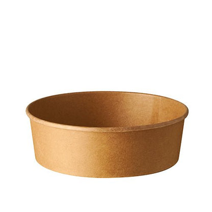 The PAPSTAR 50 salad bowls, round brown paper bowls with a PLA coating from PAPSTAR GmbH: These are eco-friendly containers with a wider opening and short sides, shown against a white background.