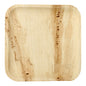 The PAPSTAR palm leaf plate "pure" square (25.5 cm) from PAPSTAR GmbH is a square, environmentally friendly plate with visible wood grain - biodegradable and available in a box of 25 pieces.
