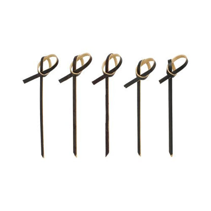 Five PAPSTAR 250 Finger Food - Pickers of the PAPSTAR A GmbH logo in black with light brown bow accents on the top, arranged in a row on a white background.