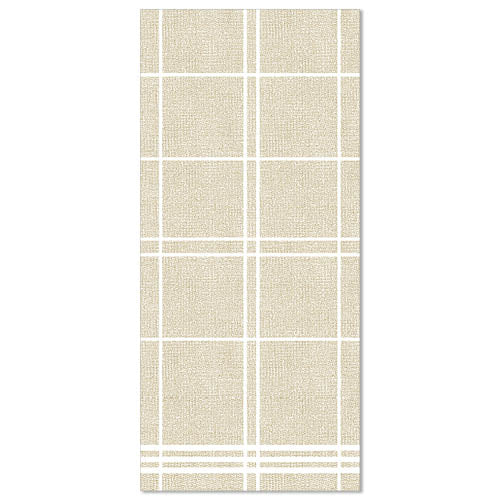 The PAPSTAR 50 napkins "ROYAL Collection" 1/6-fold 48x33 cm by PAPSTAR GmbH impress with their beige-white grid design and offer a woven look, inspired by the ROYAL Collection – ideal for enhancing any stylishly set table.