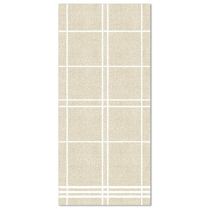 The PAPSTAR 50 napkins "ROYAL Collection" 1/6-fold 48x33 cm by PAPSTAR GmbH impress with their beige-white grid design and offer a woven look, inspired by the ROYAL Collection – ideal for enhancing any stylishly set table.