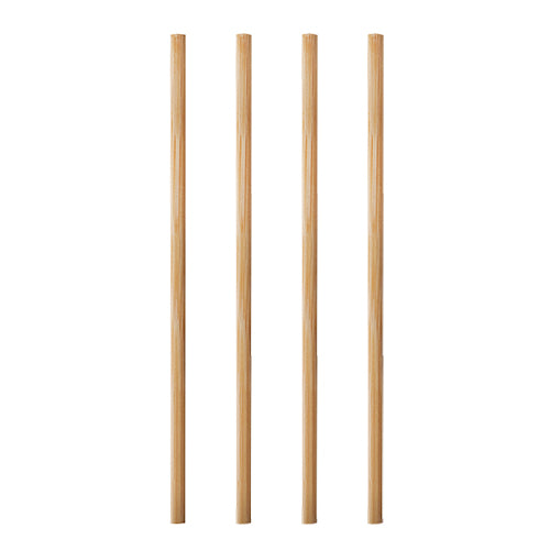 Four straight, light brown PAPSTAR 1000 stir sticks, bamboo "pure" from PAPSTAR GmbH are arranged vertically on a white background, highlighting an eco-friendly and biodegradable alternative to plastic.