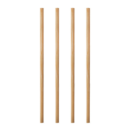 Four straight, light brown PAPSTAR 1000 stir sticks, bamboo "pure" from PAPSTAR GmbH are arranged vertically on a white background, highlighting an eco-friendly and biodegradable alternative to plastic.
