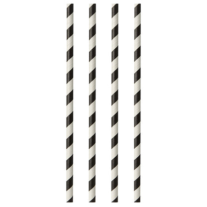 Vier PAPSTAR 100 Trinkhalme, Papier Ø 6 mm von PAPSTAR GmbH sind senkrecht in einer Reihe vor einem schlichten weißen Hintergrund angeordnet.