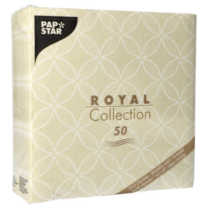 Die PAPSTAR 50 Servietten "ROYAL Collection" 1/4-Falz 40 x 40 cm champagner Servietten der PAPSTAR GmbH bringen mit ihrem raffinierten Design und der praktischen 50er-Packung eleganten Stil auf Ihren Tisch.