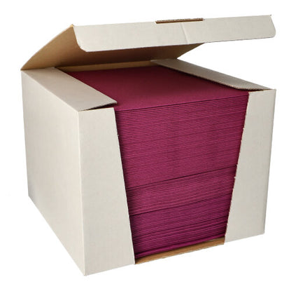 In a box with a partially opened lid, there are neatly arranged PAPSTAR 100 napkins "ROYAL Collection" 1/4-fold 40 cm x 40 cm by PAPSTAR GmbH in the color chestnut, made of high-quality material.