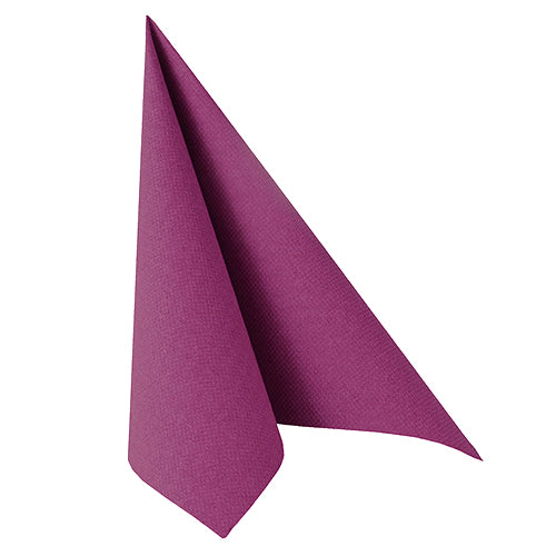 A single PAPSTAR napkin "ROYAL Collection" (40 x 40 cm, 1/4-fold) by PAPSTAR GmbH stands upright on a flat surface and is expertly folded into a smooth, triangular cone with sharp edges.