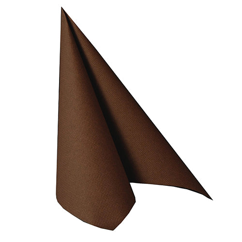 On a white background is a PAPSTAR 100 napkins "ROYAL Collection" 1/4-fold 40 cm x 40 cm napkin from PAPSTAR GmbH, folded into an upright triangle with a pointed tip.