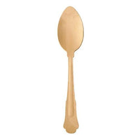 Ein Set von sechs PAPSTAR Holzlöffeln "pure" 19,5 cm im Vintage-Design der PAPSTAR GmbH auf weißem Grund - ein elegantes, umweltfreundliches Upgrade der traditionellen Holzlöffel.