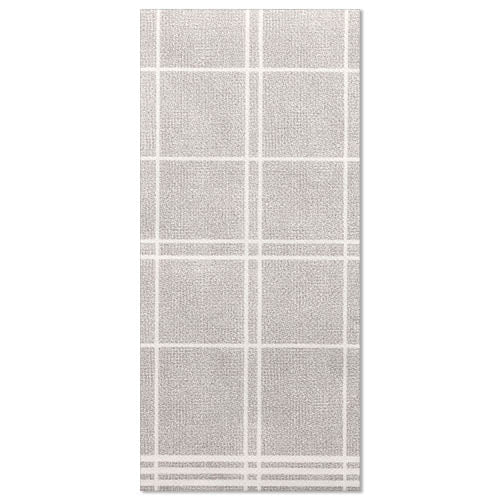 The 50 PAPSTAR napkins "ROYAL Collection" 1/6-fold 48x33 cm "Kitchen Craft" feature a stylish rectangular gray design with a white grid pattern and hemmed edges – perfect for enhancing your table decoration.